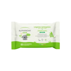 ALPHANOVA Lingettes bébé nettoyantes sans parfum – Olive - 60 unités – Image 1