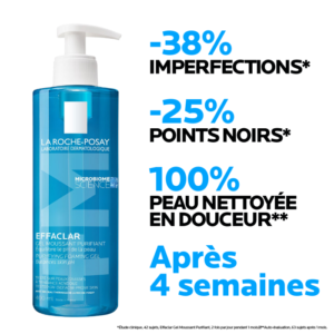 LA ROCHE POSAY EFFACLAR GEL MOUSSANT PURIFIANT PEAUX SENSIBLES GRASSES 400 ML – Image 7