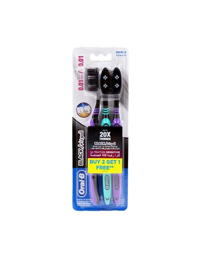 ORAL B BLACK 20X THINNER BROSSE A DENTS 2 ACHETES 1 OFFERT